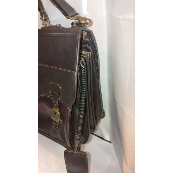 Santa Fe Airline Int.'l DILANA Flapover Brief Leather Satchel - Picture 4 of 14